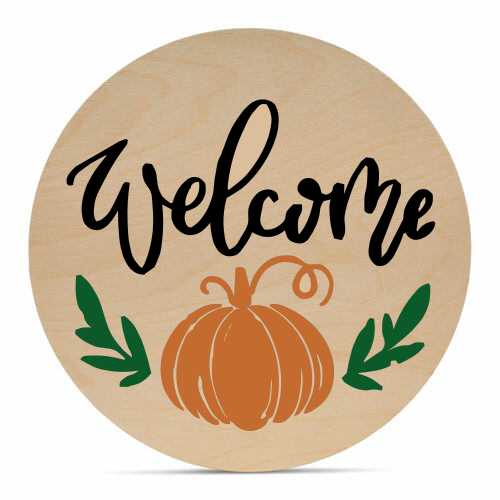 Welcome (pumpkin) - 16" Welcome Sign