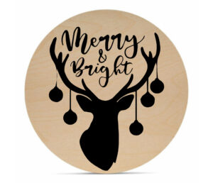 Merry & Bright (deer) - 16" Welcome Sign